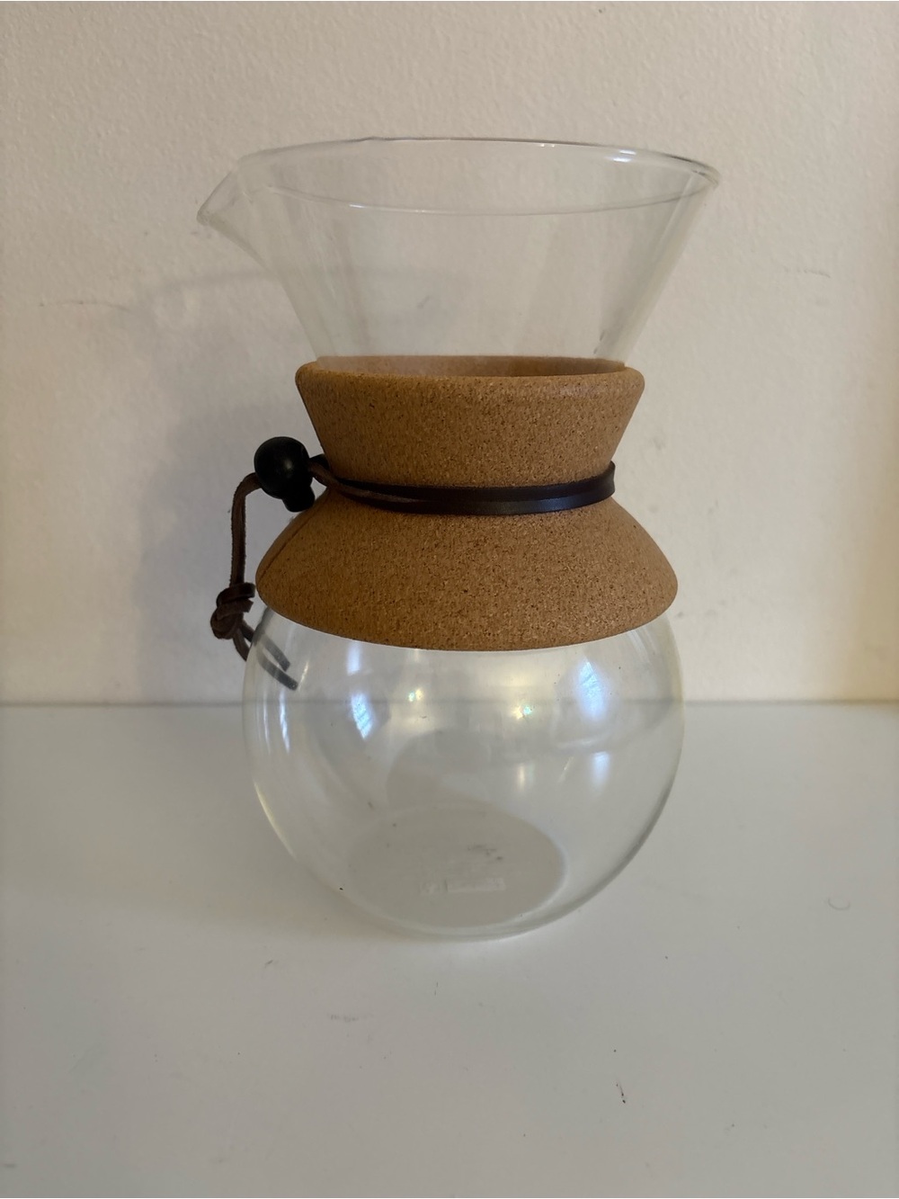 Bodum Glass Pour-Over Coffee Maker with Cork Collar - Tan 8 cup large like new